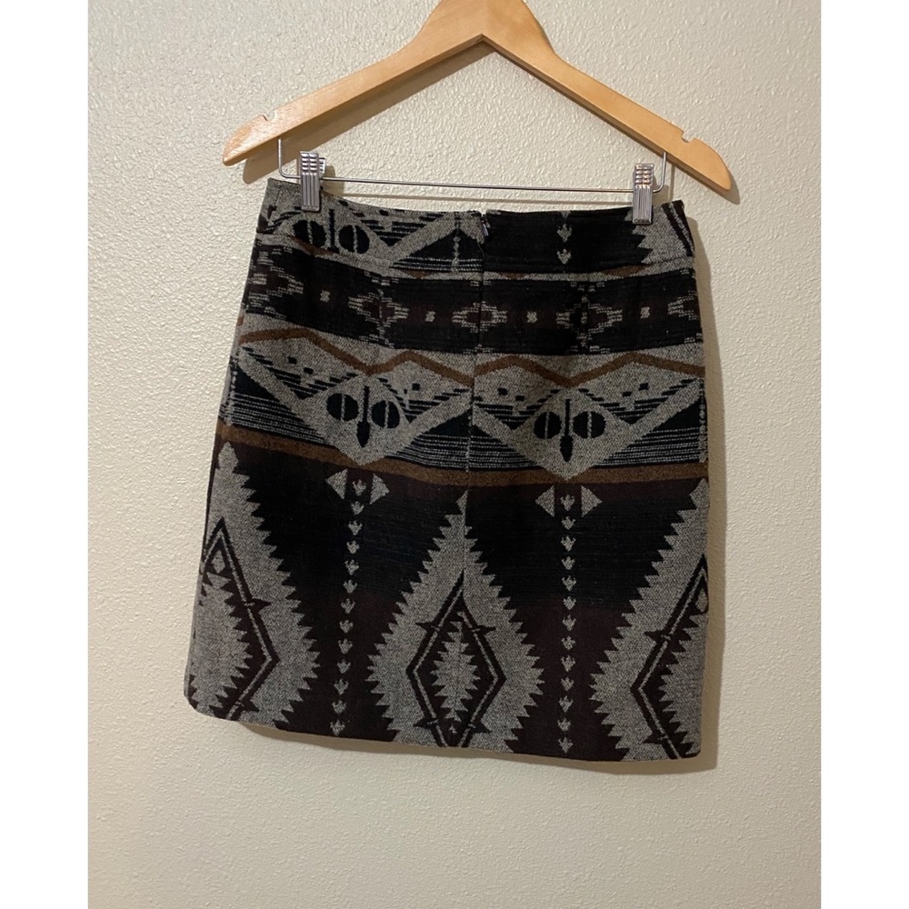DALIA COLLECTION Grey Black Brown South Western Print Lined Mini Skirt size 6